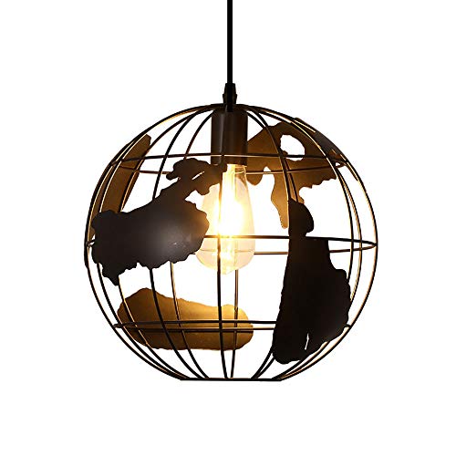 Mengjay Suspensions Luminaire Design pour Salon, Chambre et Salle à Manger en Métal Noir, Luminaire Plafonnier Industriel, Abat Jour Plafond à Douille E27