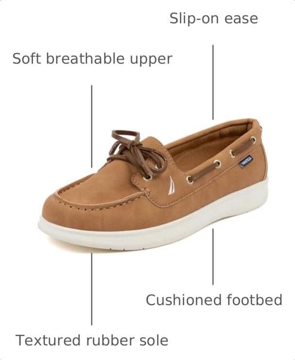 Image of Nautica Women's Casual Boat Shoes, Moc-Toe Loafers with Cushioned Insole, Deck Fashion Sneaker