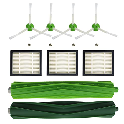 KENSHIRE Lot de 9 pièces de rechange compatibles avec iRobot Roomba i7 Series i7 + E5 E6 E7 Rouleaux en caoutchouc Brosse latérale Filtres HEPA Kit...