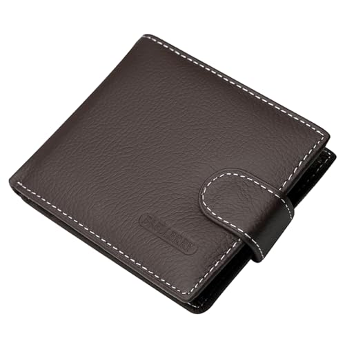 Genuine Leather RFID Blocking Wallet for Men, Mens Wallet with Coin Pocket, 2 Banknote Compartments, 6 Credit Card Slots