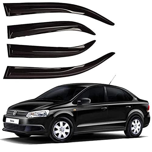Image of Premium Non-Breakable Car Window Door Visor /Rain Guard /Wind Deflector Compatible for (Vento)