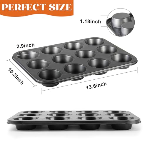 Nonstick Muffin Pan Set of 2 - Carbon Steel Baking Tray - Image 2