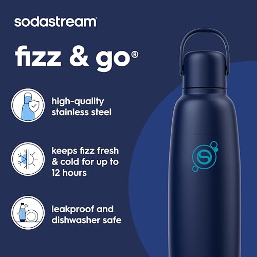 Image of sodastream Fizz & Go Cool - All Metal Bottle (Blueberry) Carbonating Bottle Capacity, 0.9L