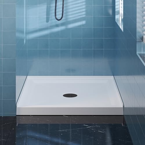 Image of Casaphoria 36 inch x36 inch Shower Base Pan with 3.5 inch Center Drain Hole,Shower Pan Five-Layer Acrylic + ABS Processing, Non-Slip Shower Enclosure Base for Bathroom, Single Threshold White