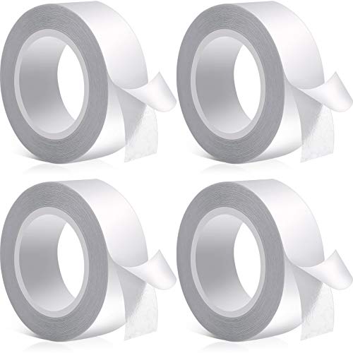 16 Feet Double Sided Fashion Body Tape, Beauty Tape, Clear Fabric Double Sided Tape for Clothing Dress Wedding Prom Lingerie (4 Rolls)