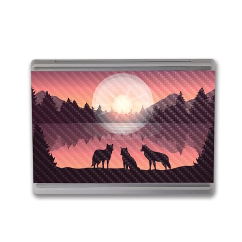 Image of MightySkins Carbon Fiber Skin Compatible with Microsoft Surface Laptop Go 3 (2023) Full Wrap Kit - Wolf Silhouette | Protective, Durable Textured Carbon Fiber Finish | Easy to Apply | Made in The USA