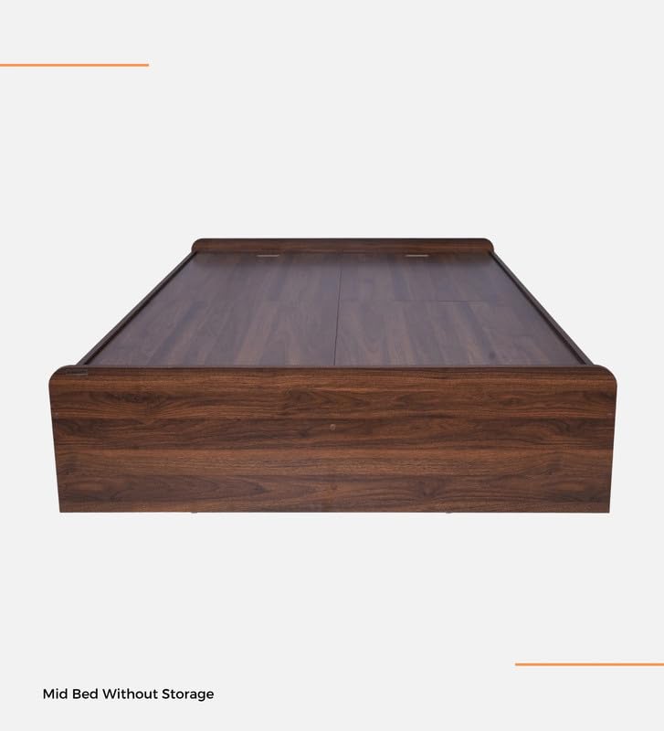 Image of Mintwud Pepperfry Solid Engineered Wood Teen Queen Size Bed with Box Storage | Space Saving Wooden Palang Furniture | Suitable for Living Room, Bedroom, Hotel (Columbian Walnut Finish)