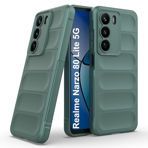 Image of Zapcase Back Case Cover for Realme Narzo 80 Lite 5G | Compatible for Realme Narzo 80 Lite 5G Back Cover | Liquid Silicon Magic Case with Camera Protection | Dark Green