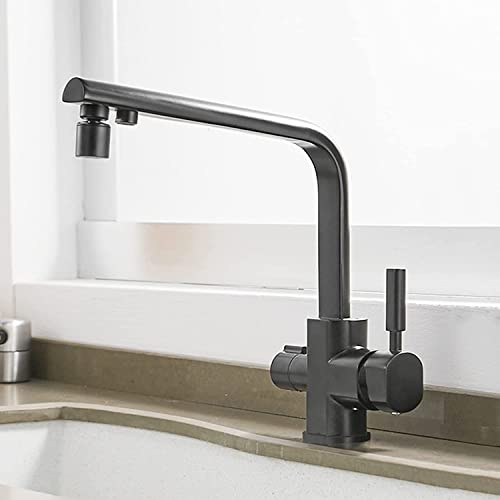 Robinet 3 voies cuisine noir double idéal pour eau pure saine