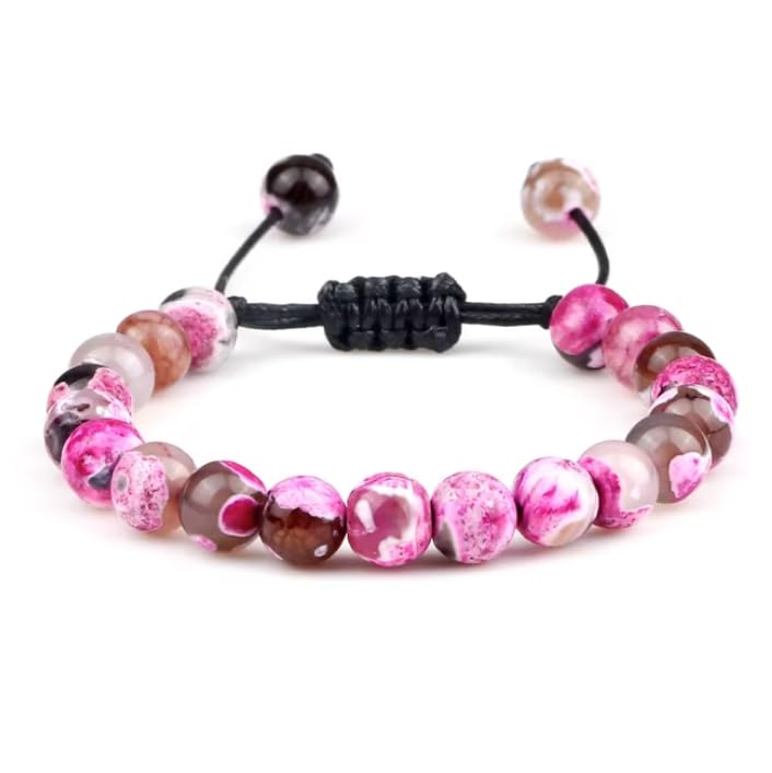 YCTTKDD Bracciale con Perline in Pietra Occhio di Tigre da 8 mm Braccialetti con Corda Intrecciata Regolabile Bracciali con Lava Naturale per Uomo e Donna
