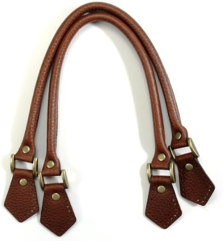 byhands Embossed 100% Genuine Leather Purse Handles/Bag Handles, Brown, 18.25" (22-4701-E)