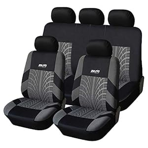 AUTOYOUTH Car Seat Covers Full Set, Front Bucket Seat Covers with Split Bench Back Seat Covers for Cars for Women Full Set Auto Parts Seat Protectors Car Seat Accessories – 9pcs,Gray