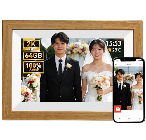 【2026新登場 FHD1920x1280 64GB大容量メモリ 】デジタルフォトフレーム Wi-Fi 遠隔送信 10.1インチ IPSタッチスクリーン デジタル写真立て MicroSDカード/USBケーブルで写真転送可能 操作簡単 写真動画をスマホから送る 人感センサー 時計 天気予報 無料アプリ「Frameo 」 360°自動回転 壁掛け可 母の日 父の日 敬老の日 誕生日 日本語取扱説明書（Amazon）