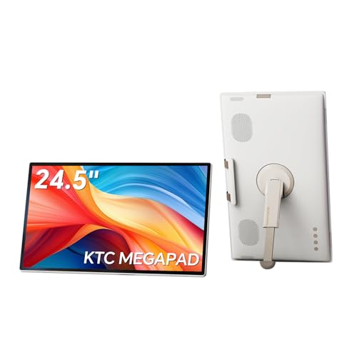 KTC 25 Inch MEGAPAD Portable TV Touchscreen Monitor 1080p, Android 14 Google EDLA Certification with Camera,Built-in Battery for Outdoor,Camping,Travel, Remote Control, A25Q5