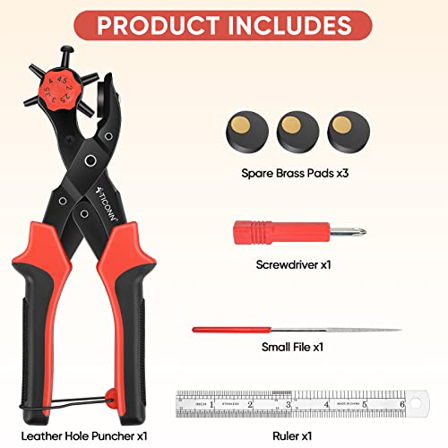 TICONN Leather Hole Punch Tool Set, Heavy Duty Multi-Size Hole Puncher Tool for Belts, Watch Bands, Plastic, Fabric - Image 5