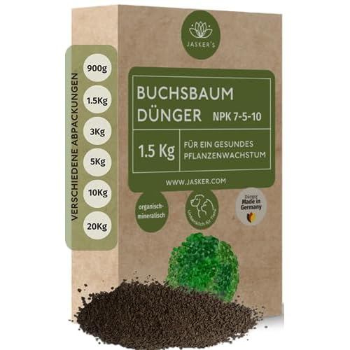 Buchsbaum Dünger 1.5 Kg I 100% Langzeit-Dünger I Organischer Buchsbaumdünger für frischgrüne Blätter I Dünger für Buchsbaum