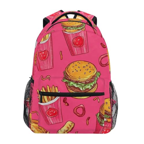 Hamburger French Fries (03) Laptop Backpack for Women Men, Personalized College Bookbag Travel Bag Casual Daypack back packs