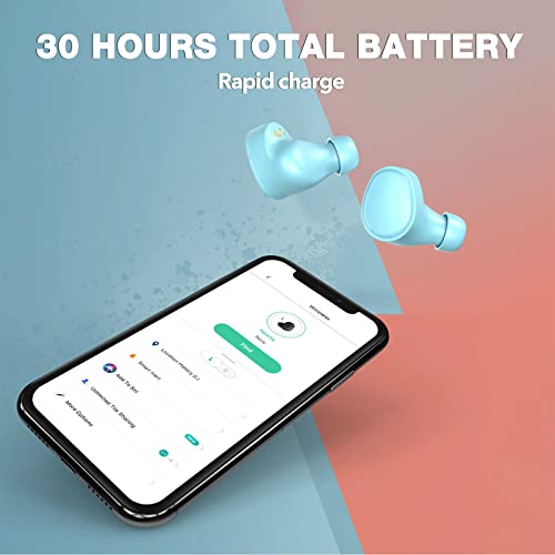 Image of KOSETON E9 True Wireless Earbuds, Baby Blue - Wireless in-Ear Headphones for Running and Sport - Bluetooth Earbuds with a Comfortable, Secure Fit, 30 Hour Battery, Great Sound