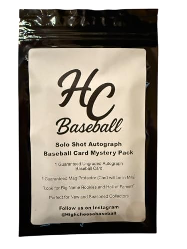 High Cheese Baseball Cards Solo Shot Mystery Pack with Guaranteed Autograph Card Magnetic Card Protector Features Rookies Prospects Hall of Famers