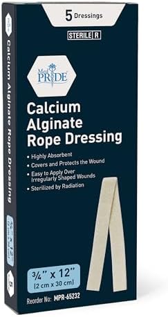 MED PRIDE Calcium Alginate Rope Dressing Pack of 5 Sterile Highly...