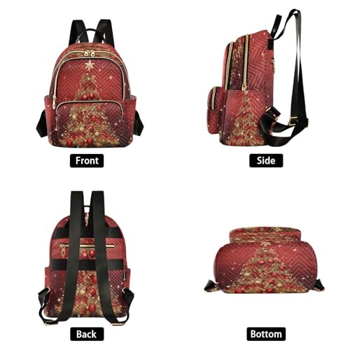 Image of ALAZA Merry Christmas Tree Bell Ball Women Backpack Purse Ladies Fashion Shoulder Bag Daypack Travel Bag 7.5L