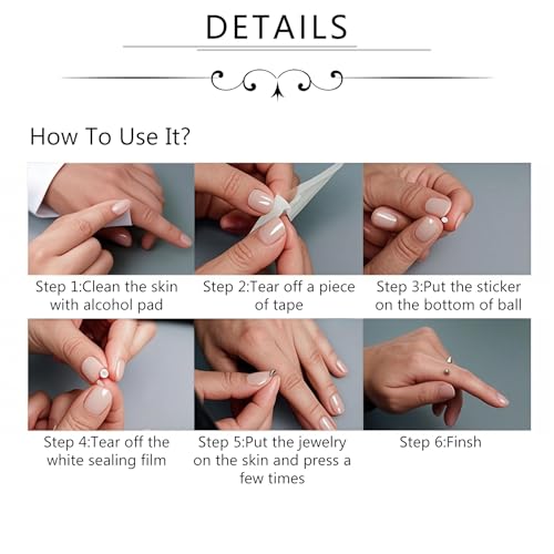 Zolure Fake Piercing Fake Eyebrow Ring Fake Lip Labret Studs Replacement Balls Spike with 100pcs Sticker Non-Piercing Body Jewelry4