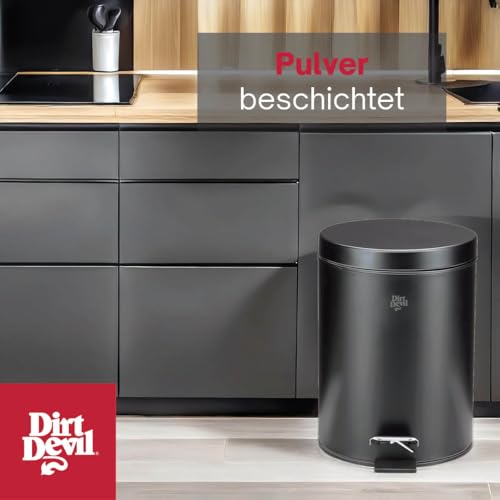 Dirt Devil Tretmülleimer 5L – Mülleimer Küche mit Soft Close – Abfalleimer aus Edelstahl – für Küche, Badezimmer und Buro - Herausnehmbarer Inneneimer – Küchenmülleimer - Ø20,5 x 28 CM – Schwarz – Bild 8