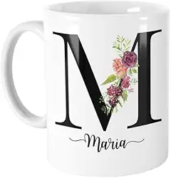 Caneca Personalizada Com Inicial E Nome De Porcelana
