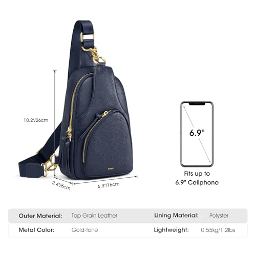 Kattee Sling Bag for Women, Leather Fanny Packs Crossbody Purse, Small Chest Bag with RFID Blocking, Blue3