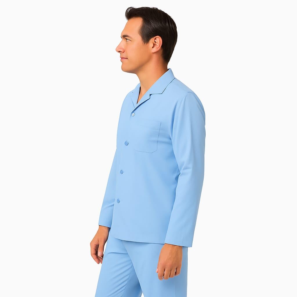 Generico Pigiama Uomo Cotone Leggero Lungo 100% Cotone Popeline, Pigiama Uomo Estivo Primaverile con Bottoni Davanti, Disponibile dalla M alla 4XL - Pigiami Forte 100% Made in Italy