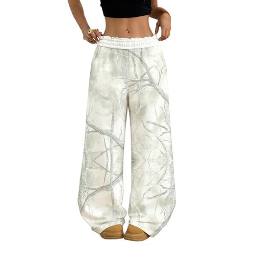 Image of Camo Pants Women Wide Leg Sweatpants Baggy Y2K Camoflage Pants Elastic Waisted Loose Casual Lounge Trousers Joggers