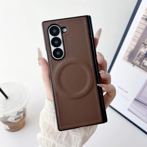 Étui pliable en cuir PU pour Samsung Galaxy Z Fold 7 6 5 4 3 antichoc magnétique marron