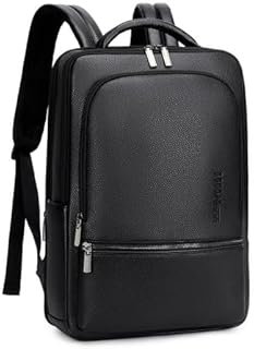 RAHALA Professional Leather Laptop Backpack, 15.6-inch, 40x28x11 cm, Waterproof, Black