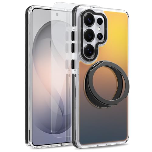 Image of Magnetic for Samsung Galaxy S26 Ultra Case with 360 Stand [Compatible with Magsafe] [Fluorescent Design] [1 Screen Protector] Slim Translucent Matte Case for Galaxy S26 Ultra 6.9 inch, Black