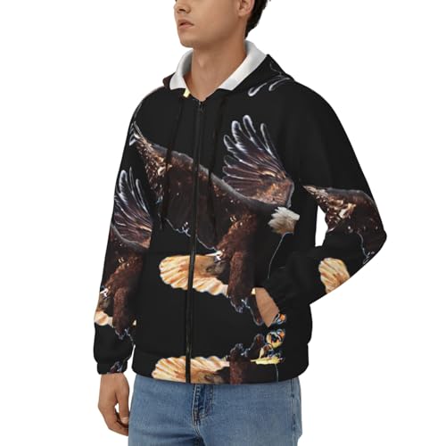 Veste à capuche thermique homme coupe ample Eagle zippée chaud - 2