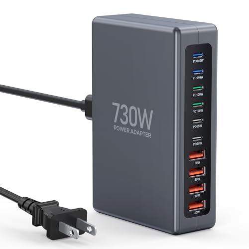 Image of 2026 Updated 730W USB C Charger Block,10-Port GaN Super Fast USB C Charging Station Hub Block Cube,Laptop Fast Charger Adapter for iPhone /MacBook Pro /Air, DELL, iPad,Samsung Galaxy