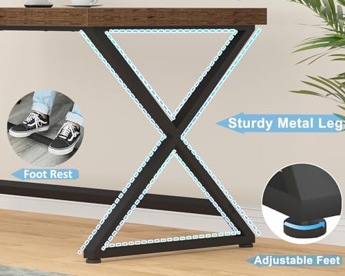 Ibf 55 Inch Computer Desk, Farmhouse Home Office Desk, Industrial Wood Metal Legs Work Desk For Writing Study, Vintage Minimalist Laptop Executive Workstation Pc Gaming Table In Bedroom thumb #4