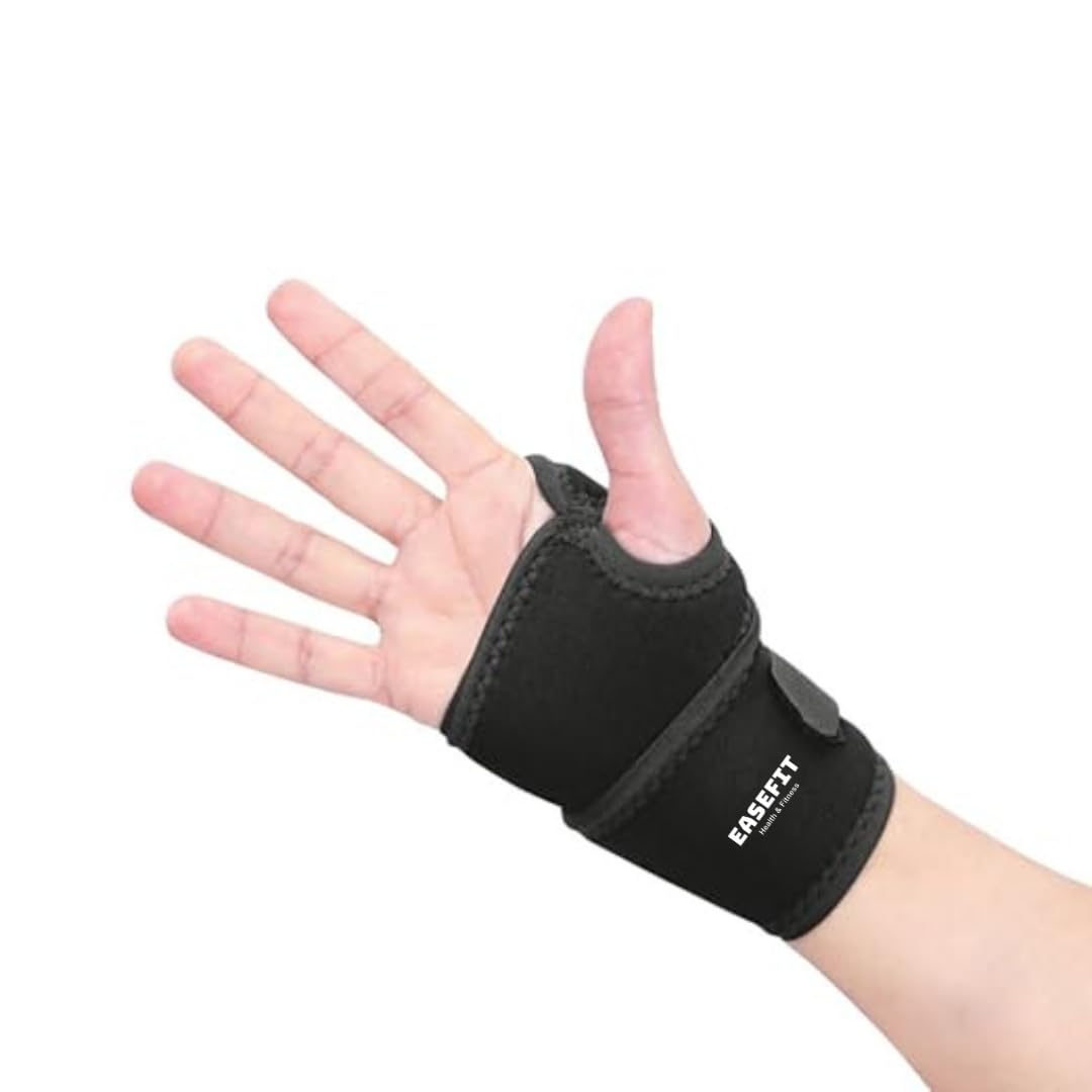 EASEFIT Neoprene Blend Wrist Band Support For Men&Women with Thumb Support-Sports Injuries|Hand Support,Wrist Brace for Pain Relief/Wrist Supporter/Wrist Support–Fit Right Left Hands,One Size (BLACK) (B0CVB8WNSS) Amazon Price History, Amazon Price Tracker