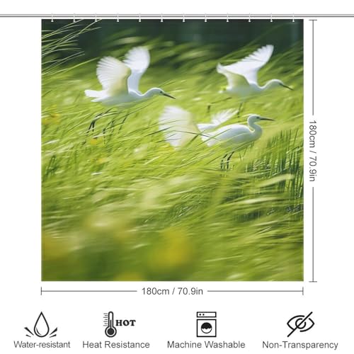 Rideau de douche séchage rapide Aigrette en tissu polyester imperméable - 4