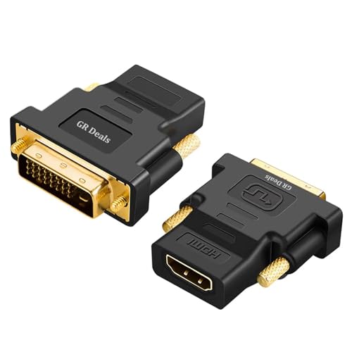 Image of DVI to HDMI Adapter, DVI 24+1 Male to HDMI Female High Speed Adapter Converter Gold Plated Support 1080P for HDTV, Plasma, DVD, Projector, Computer (Black) (Pack of 1)