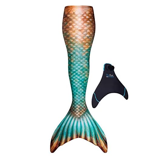 Fin Fun Limited Edition Mermaid Tail for Swimming for Women, Teen and Adults with Monofin, Medium, Bronze Emerald