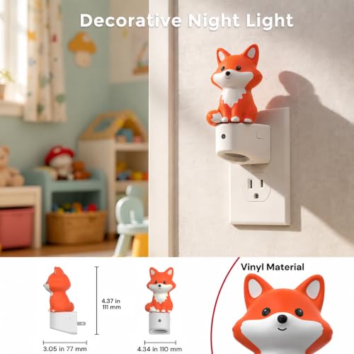 Image of L LOHAS LED Night Light for Kids,Kids Night Light,Dusk to Dawn Sensor | 3D Cute Brown Fox Night Lights,RGB+Soft White 3000K,Birthday Gift Nightlight for Kids, Room Decor 2 Pack