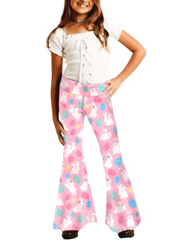 Image of Deerose Girls Bell Bottom 4 of July American Flag Hippie Pants High Waist Flare Pants 5-14 Year