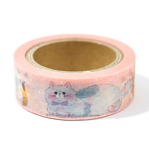 Papier Platz Japanese Washi Masking Paper Tape/Yoko/Bears/Colorful Cats/Cats/Funny Cats (Pink Dots Cats [ 37-658 ])