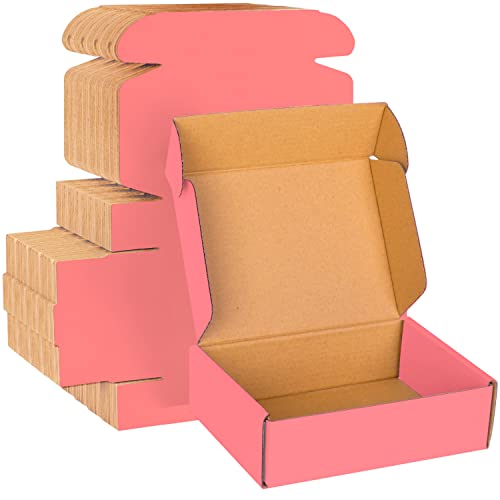 Lot de 30 boîtes d'expédition en carton ondulé rose de 17,8 x 12,7 x 5,1 cm pour petites entreprises, boîtes d'emballage postales