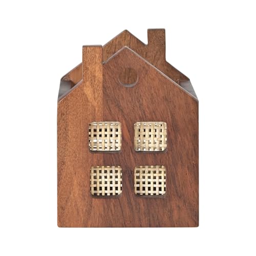 Image of Brick Brown Premium Wooden Maison Cutlery Holder Spoon Stand for Kitchen | Cutlery holder for Dining table | Wooden Caddy Storage Organiser Stand | Caddy Holder(4.5x4.5x5.8 inch)
