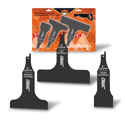 JMD 3-Piece Reciprocating Saw Scraper Blades Set, Scraping Tool Attachment for Sawzall Reciprocating Saws Compatible with Bosch Dewalt Makita etc