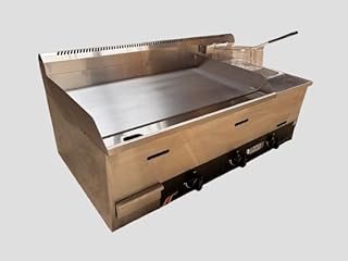 Plancha Gaz avec Friteuse, Combiné en Inox, 14400W, Butane/Propane