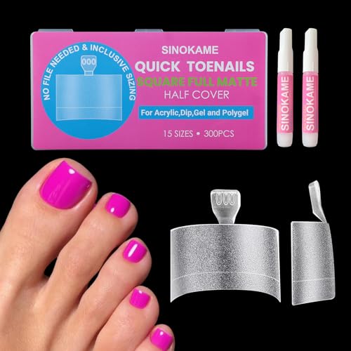 300 Pcs Soft Gel Toe Nail Tips, Short Fake Toenails...