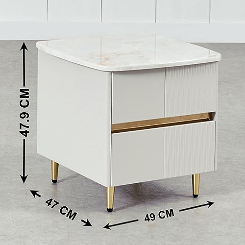 Image of Home Centre | Vegas | Engineered Wood | Bed Side Tables | Grey | 1 Year Warranty